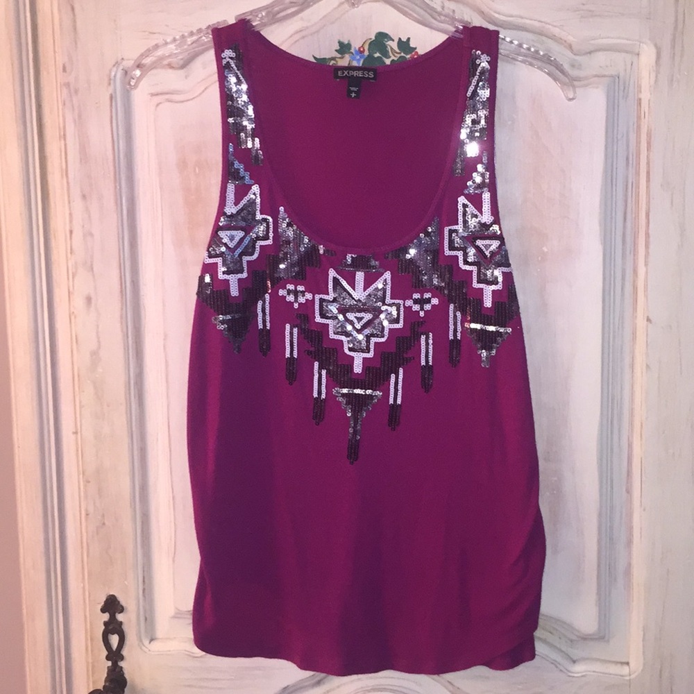 Express Tribal Print Tank Top - Magenta